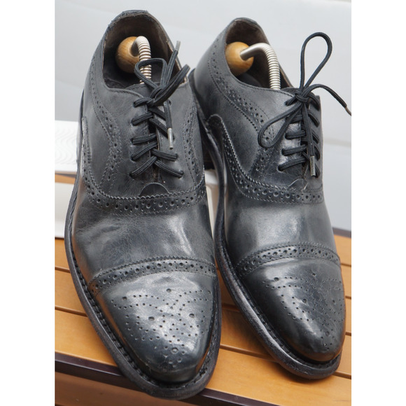 New! FREEBIRD Steven George Black Brogue Leather Oxford Wingtip Shoes Size 10 - Picture 1 of 14